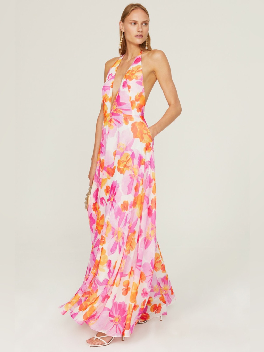 Sau Lee - Revolve Jumpsuit In Pink And Orange Floral Us 10